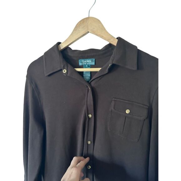 Lauren Ralph Lauren Chest Pocket Roll Tab Sleeve Button Down Shirt Purple Small - Picture 2 of 9